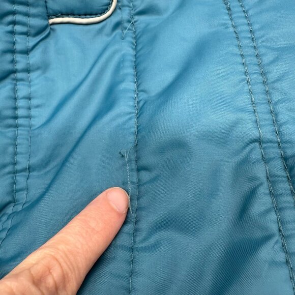 Vintage Coat 1980s Teal Quilted Womens Size 14 Aurora International Miss Abmoor - Picture 9 of 13